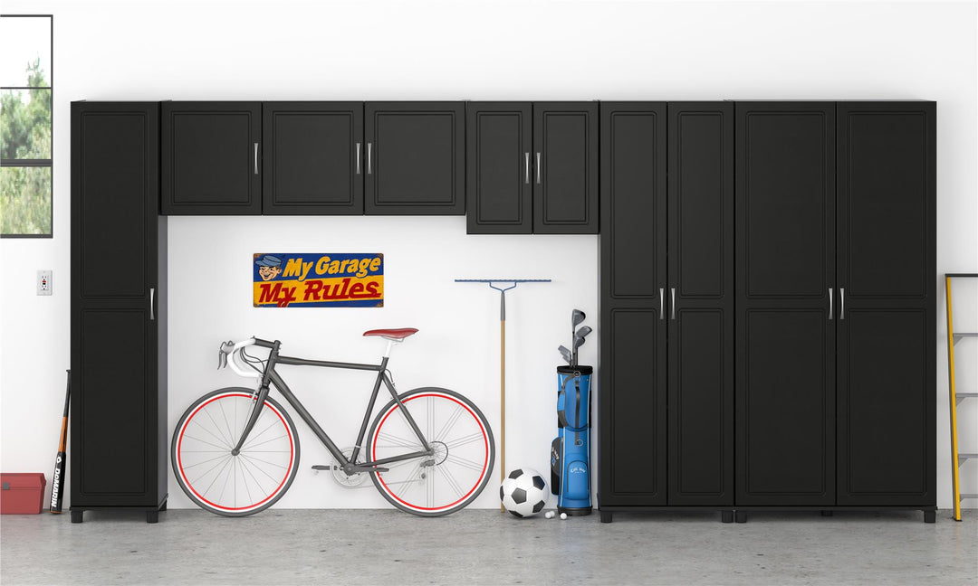 Kendall 54 Inch Multipurpose Storage Wall Cabinet with Shelves - Black