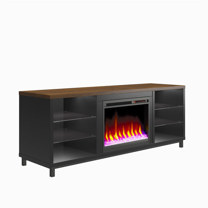 Modern Lumina Fireplace TV Stand with 7 Colors -  Black 