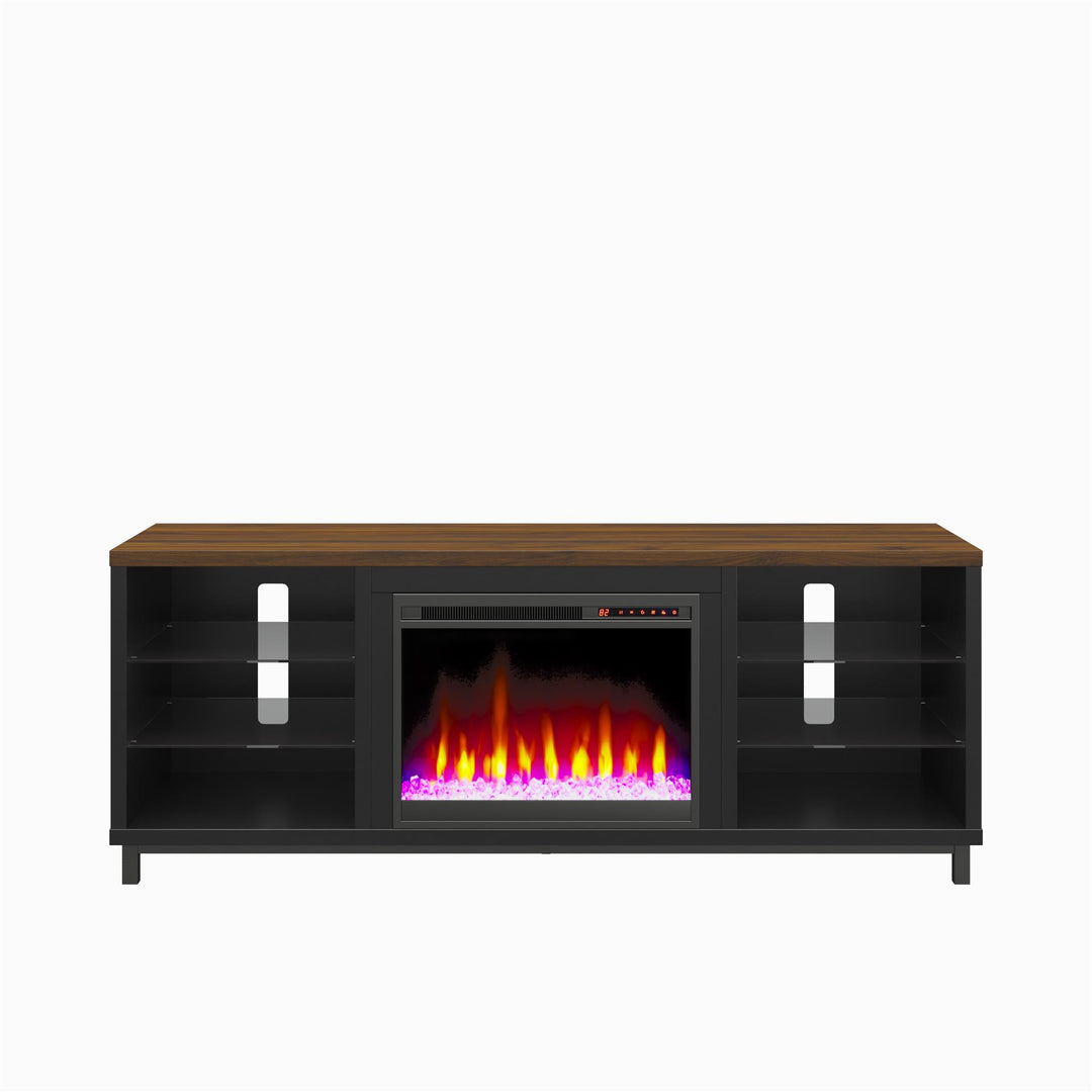 Lumina Fireplace TV Stand for TVs up to 70 Inch with 7 Color LED Lights - Black - 66”-70”