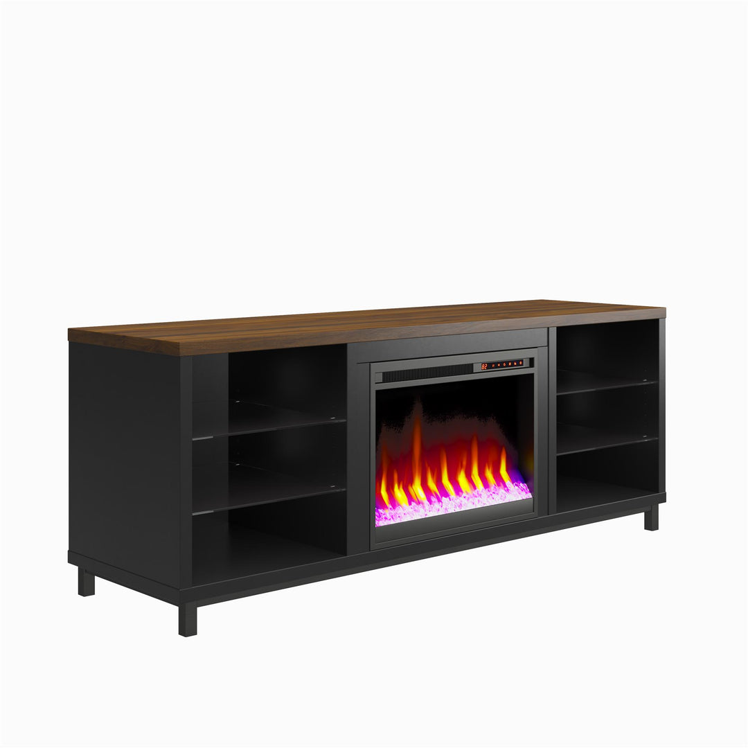 Durable Fireplace TV Stand with LED Lights -  Black 
