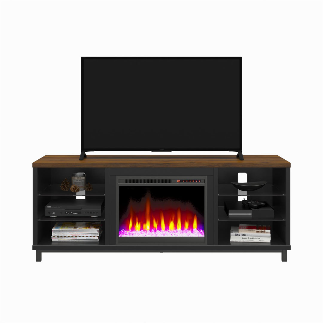 Lumina Fireplace TV Stand for TVs up to 70 Inch with 7 Color LED Lights - Black - 66”-70”