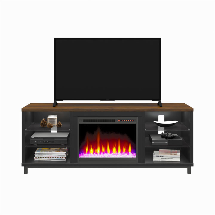 Lumina Fireplace TV Stand with 7 Color Lighting -  Black 