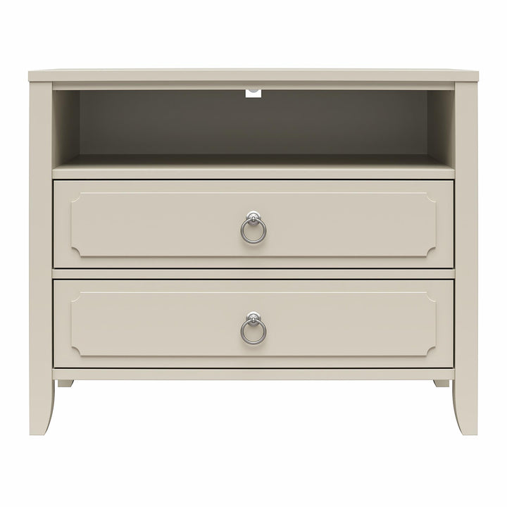 Her Majesty 2 Drawer Nightstand with 1 Open Cubby and 2 Drawers - White