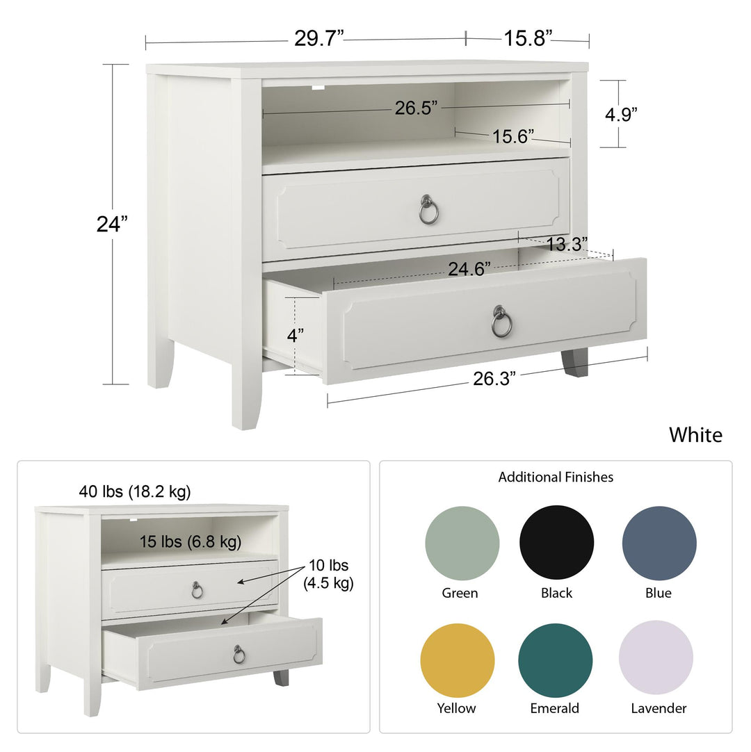 Her Majesty 2 Drawer Nightstand with 1 Open Cubby and 2 Drawers - Pale Green