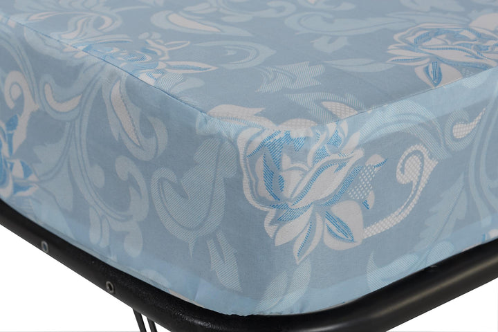 Barry Folding Cot Guest Bed with 4 Inch Floral Print Mattress - Black - Twin