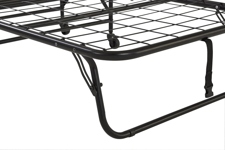 Barry Folding Cot Guest Bed with 4 Inch Floral Print Mattress - Black - Twin