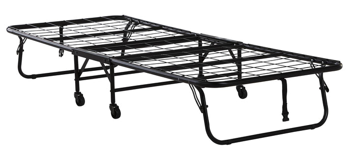 Barry Folding Cot Guest Bed with 4 Inch Floral Print Mattress - Black - Twin