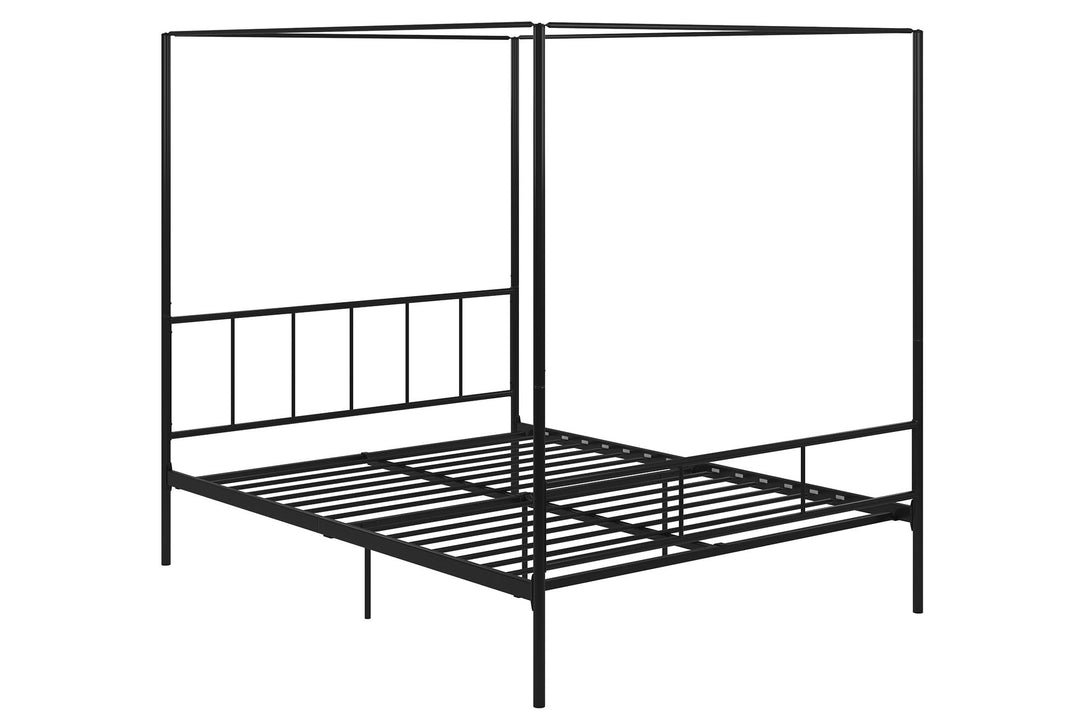 Marion Four Poster Metal Canopy Bed with Soft Clean Lines - Black - Queen