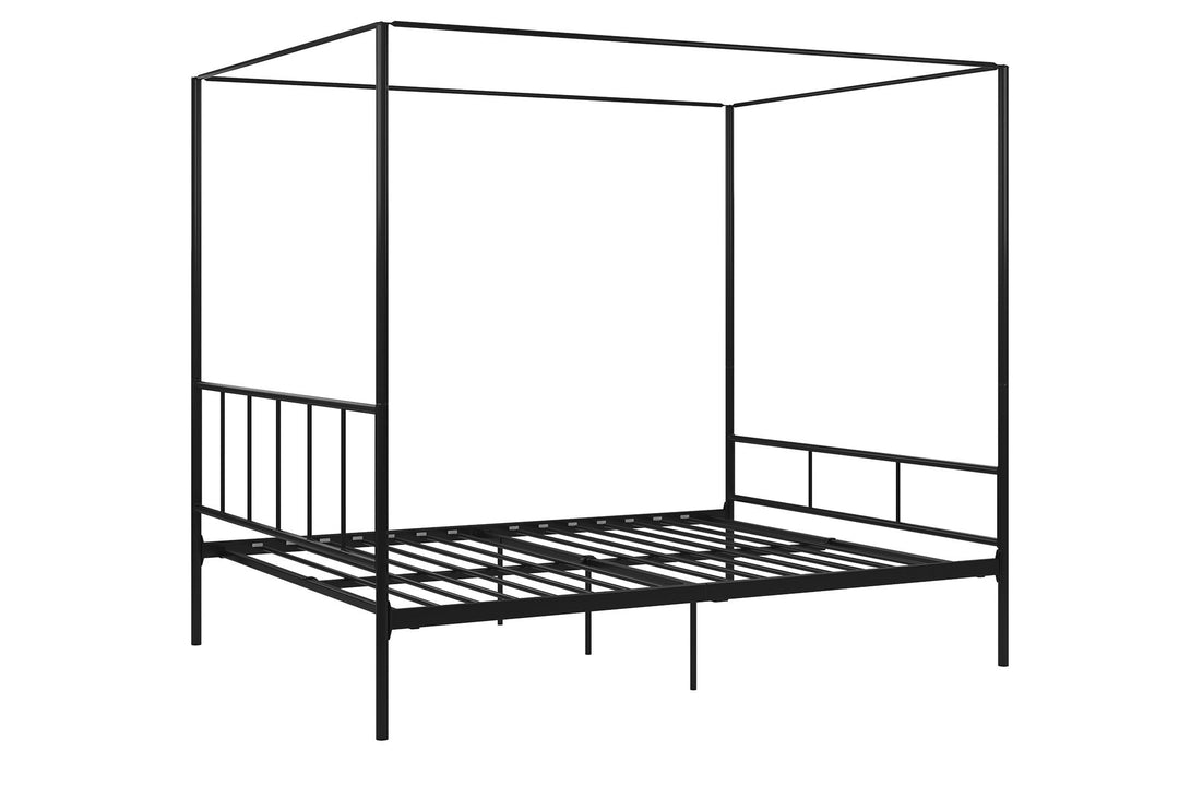 Marion Four Poster Metal Canopy Bed with Soft Clean Lines - Black - Queen