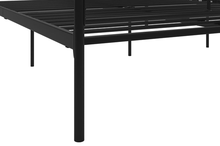 Marion Four Poster Metal Canopy Bed with Soft Clean Lines - Black - Queen