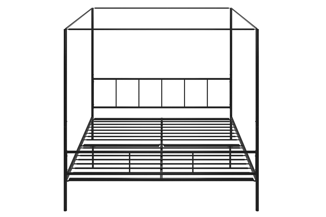 Marion Four Poster Metal Canopy Bed with Soft Clean Lines - Black - King