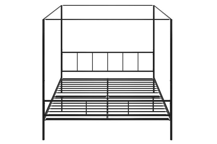 Marion Four Poster Metal Canopy Bed with Soft Clean Lines - Black - King