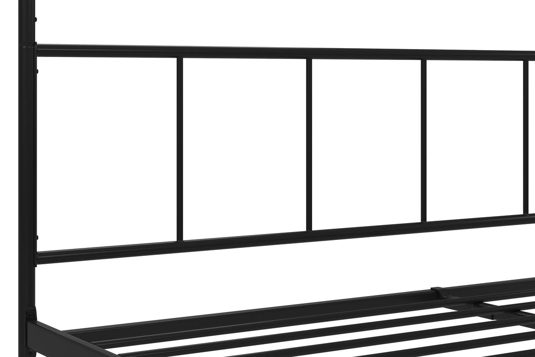 Marion Four Poster Metal Canopy Bed with Soft Clean Lines - Black - King