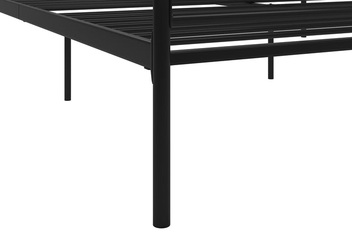 Marion Four Poster Metal Canopy Bed with Soft Clean Lines - Black - King