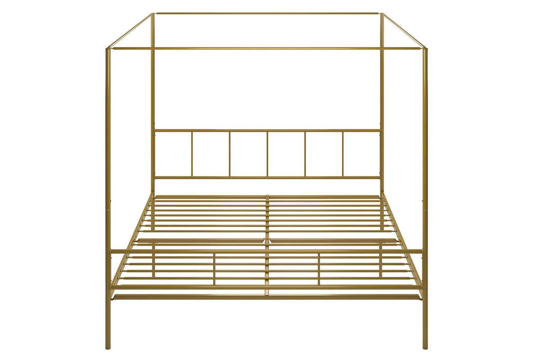 Marion Four Poster Metal Canopy Bed with Soft Clean Lines - Gold - King