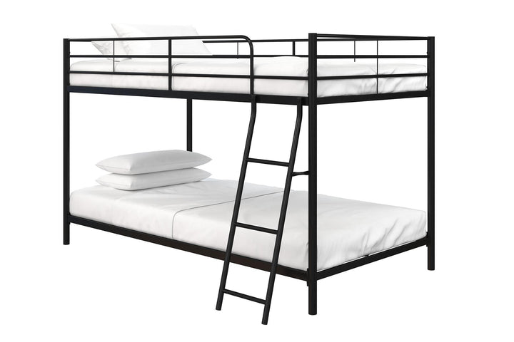twin over twin metal bunk bed - Black - Twin-Over-Twin