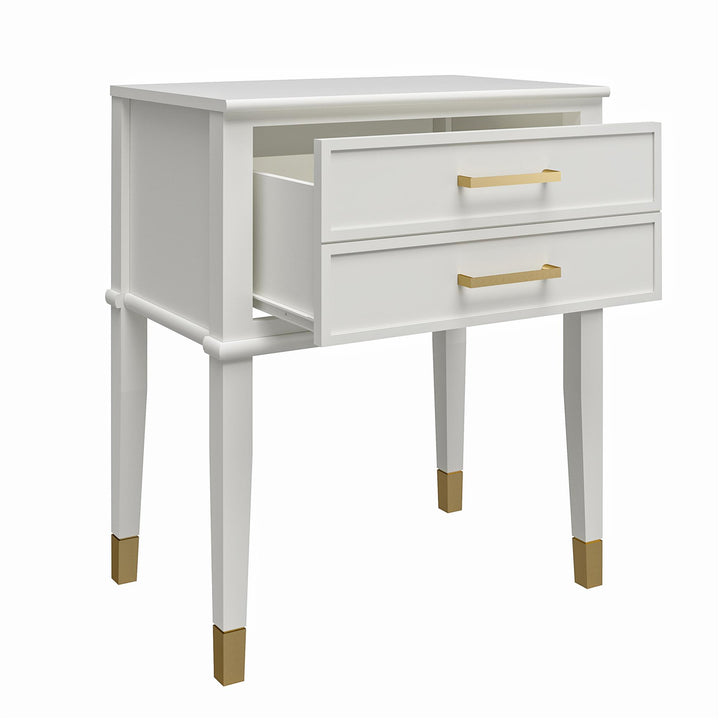 Westerleigh 2 Drawer Nightstand with Gold Accents - White