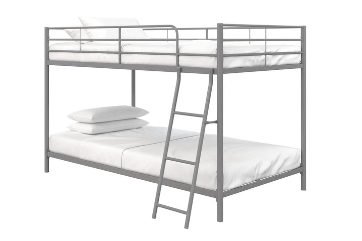 bunk bed twin over twin metal - Silver - Twin-Over-Twin