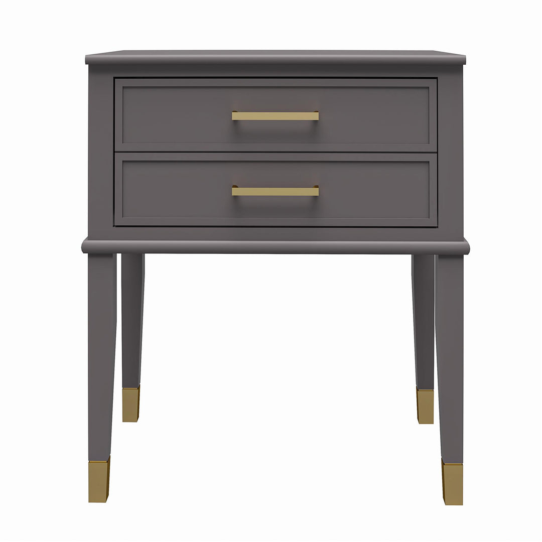 Westerleigh 2 Drawer Nightstand with Gold Accents - Graphite Grey