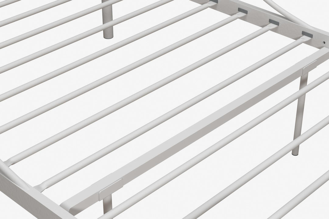Canopy Metal Bed Frame with Intricate Design Headboard and Secured Slats - White - Twin