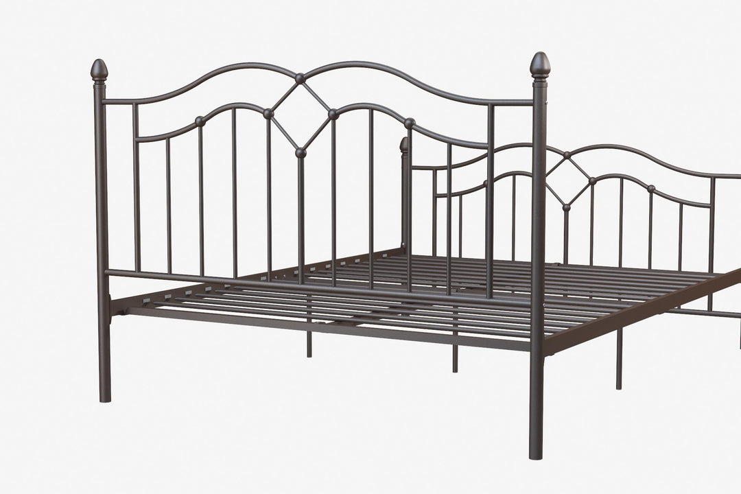 Metal Bed with Footboard and Metal Slats -  Bronze  -  Queen