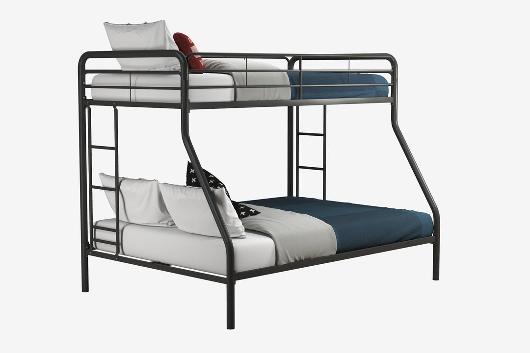 Dusty Twin over Full Metal Bunk Bed with Integrated Ladder - Black - Twin-Over-Full