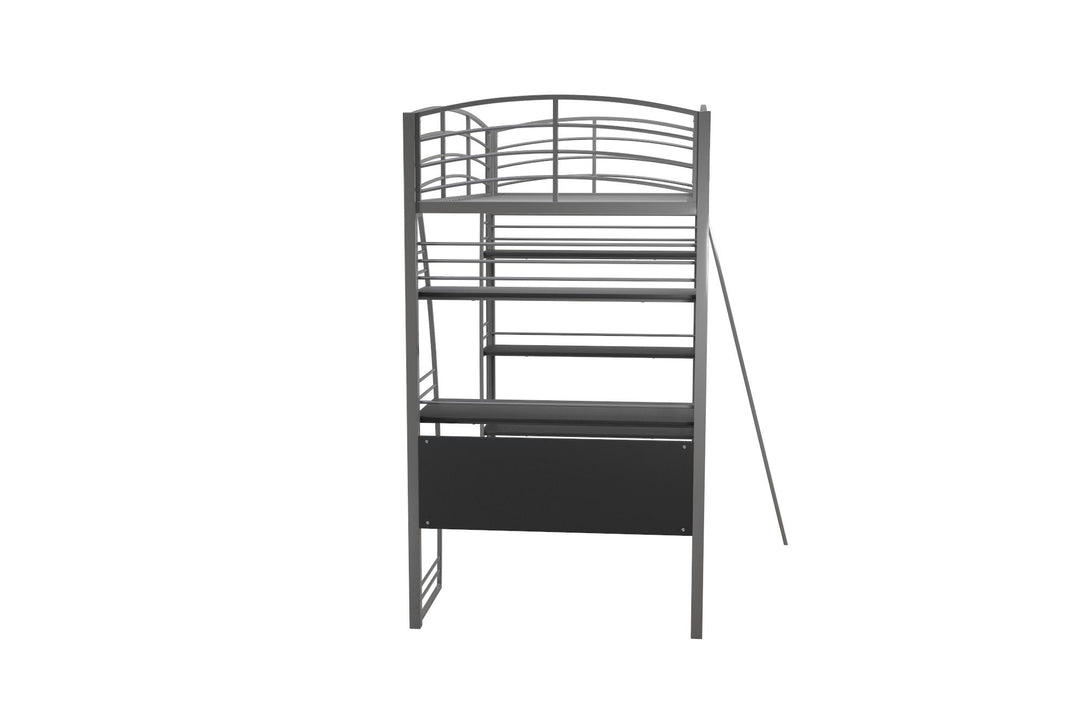Sage Studio Twin Loft Bed with Integrated Desk and Shelves - Silver - Twin