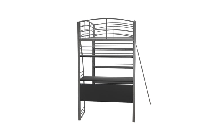 Sage Studio Twin Loft Bed with Integrated Desk and Shelves - Silver - Twin