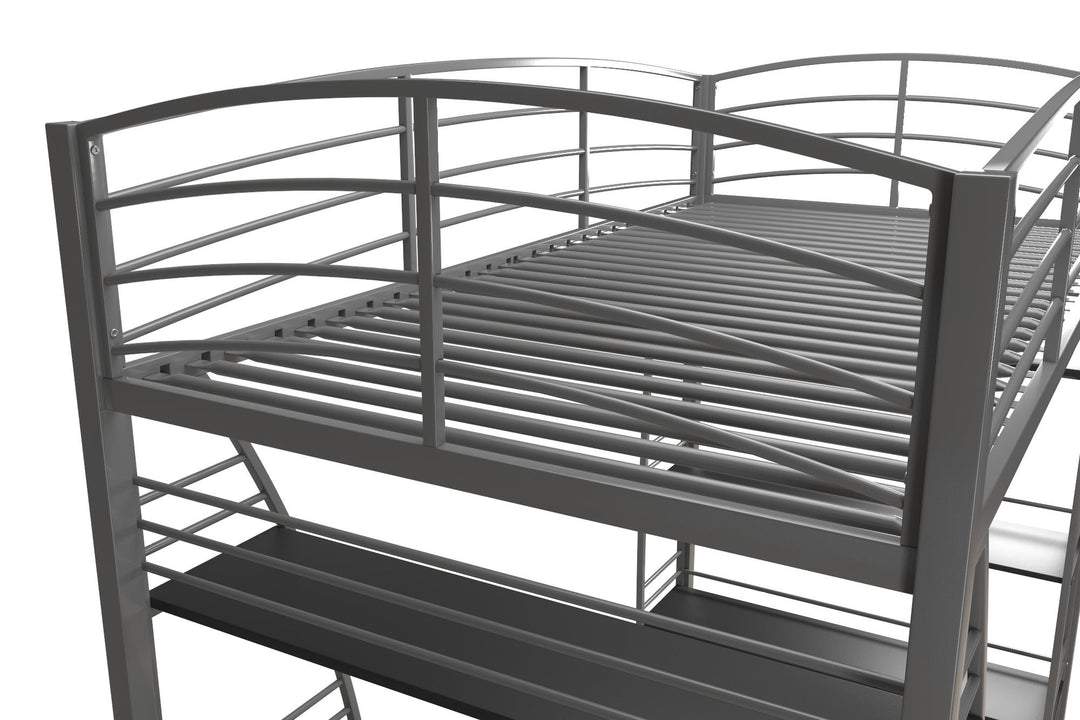 Sage Studio Twin Loft Bed with Integrated Desk and Shelves - Silver - Twin