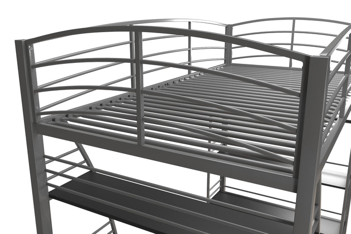 Sage Studio Twin Loft Bed with Integrated Desk and Shelves - Silver - Twin