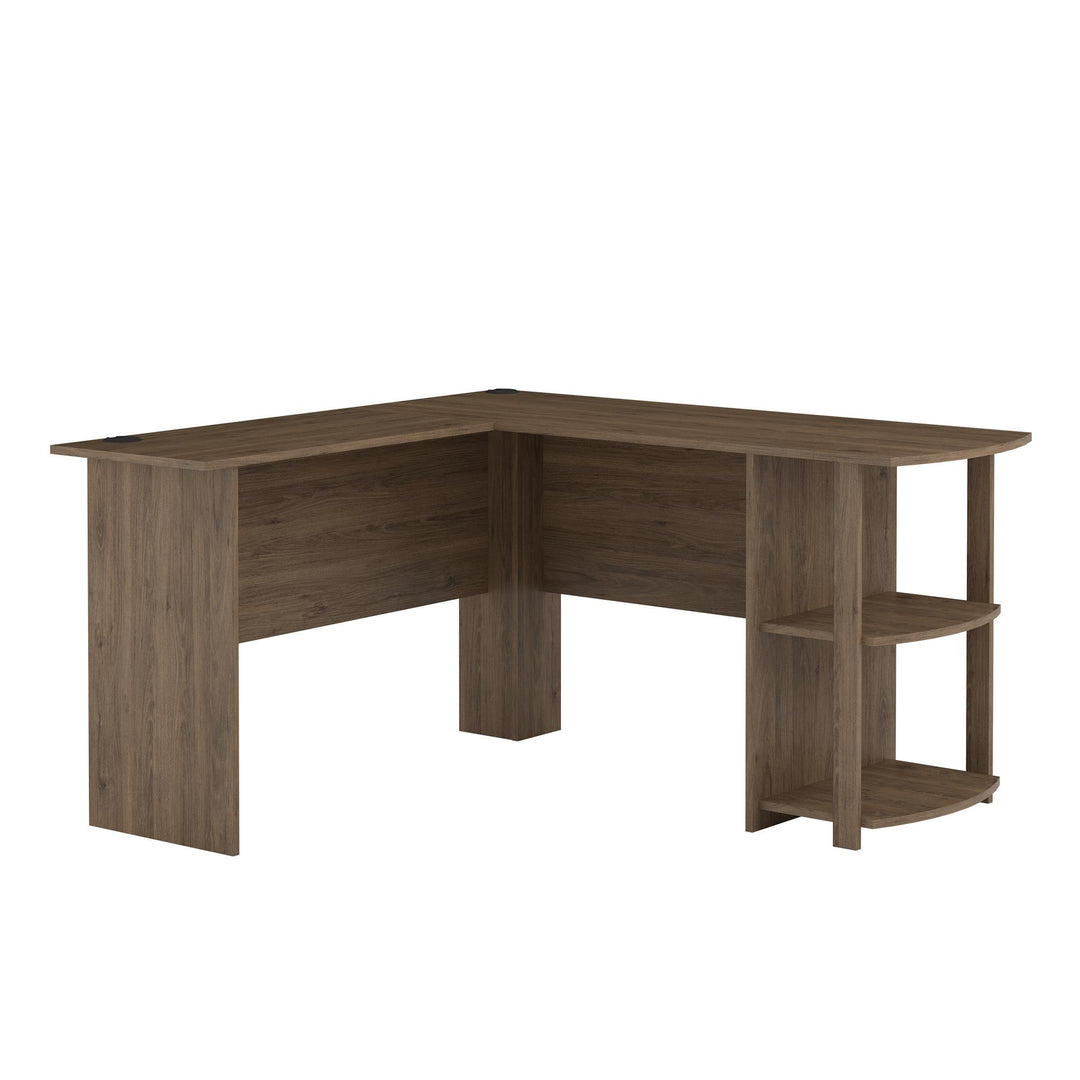 Dakota L Desk with Bookshelves - Rustic Oak