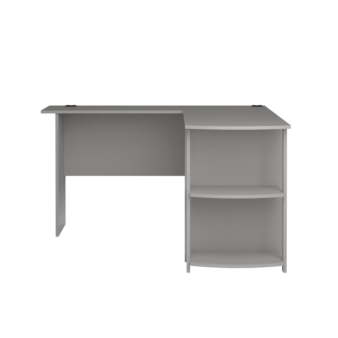 Dakota L Desk with Bookshelves - Dove Gray