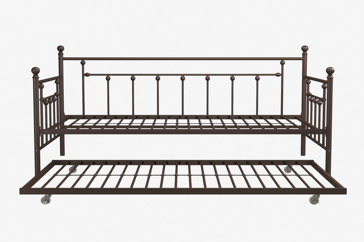 Manila Metal Daybed and Trundle Set with Sturdy Metal Frame and Slats - Bronze - Twin