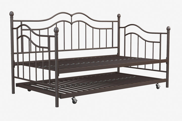Tokyo Metal Daybed and Trundle Set with Metal Slats - Bronze - Twin