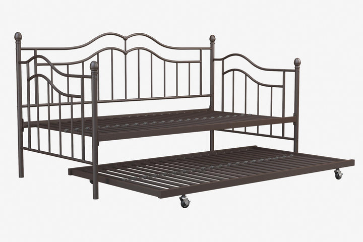 Tokyo Metal Daybed and Trundle Set with Metal Slats - Bronze - Twin