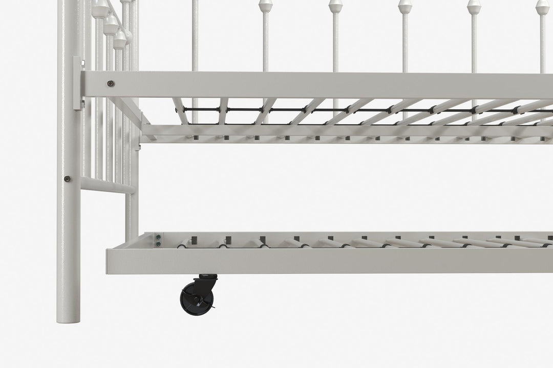 Manila Metal Daybed and Trundle Set with Sturdy Metal Frame and Slats - White - Full