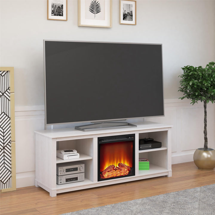 Edgewood TV Console with Fireplace for TVs up to 60 Inch - Ivory Oak