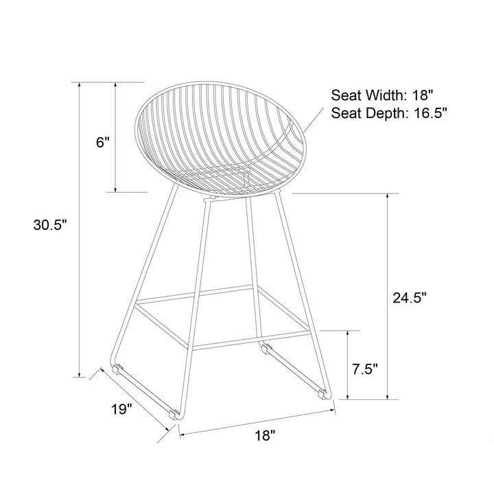 Ellis Wire Counter Height Bar Stool - Gold