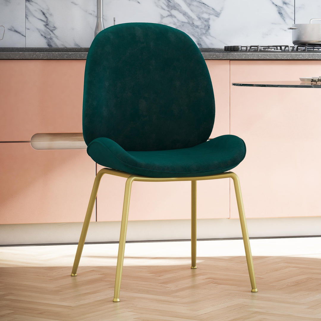 Astor Upholstered Dining Chair with Gold Metal Legs - Green
