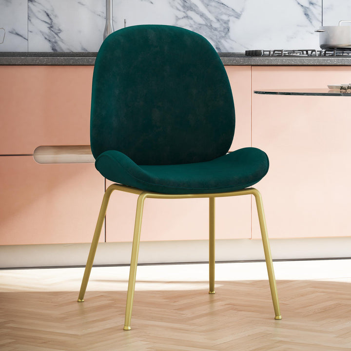 Astor Upholstered Dining Chair with Gold Metal Legs - Green