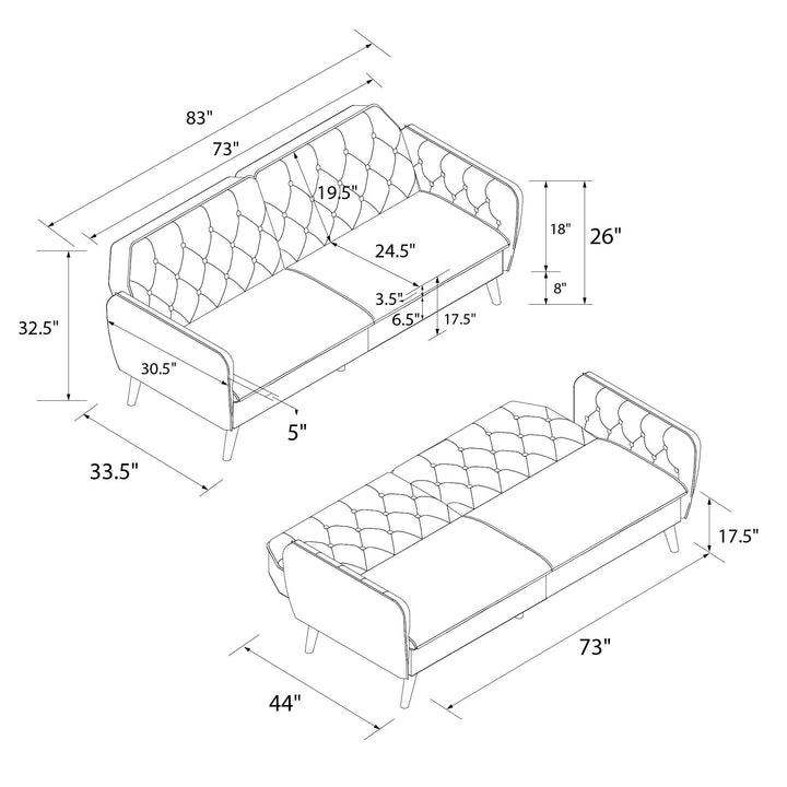 Tallulah Memory Foam Futon - Blue