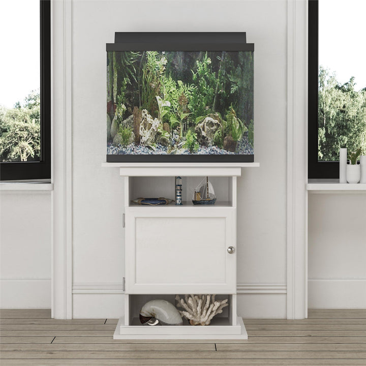 10/20 Gallon Aquarium Stand with Open and Concealed Storage - Ivory Oak