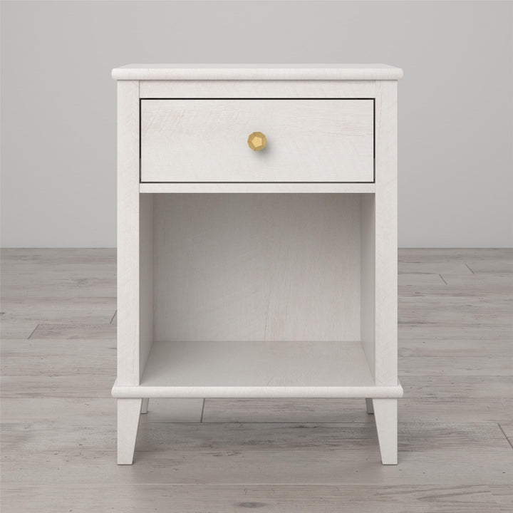 Nightstand with Spacious Design and Knobs -  Ivory Oak