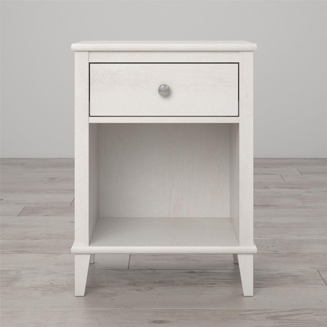 Modern Nightstand with 2 Sets of Knobs -  Ivory Oak