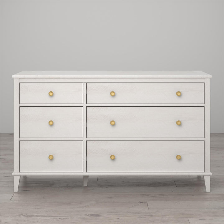 Organized storage with 6 drawer dresser -  Ivory Oak
