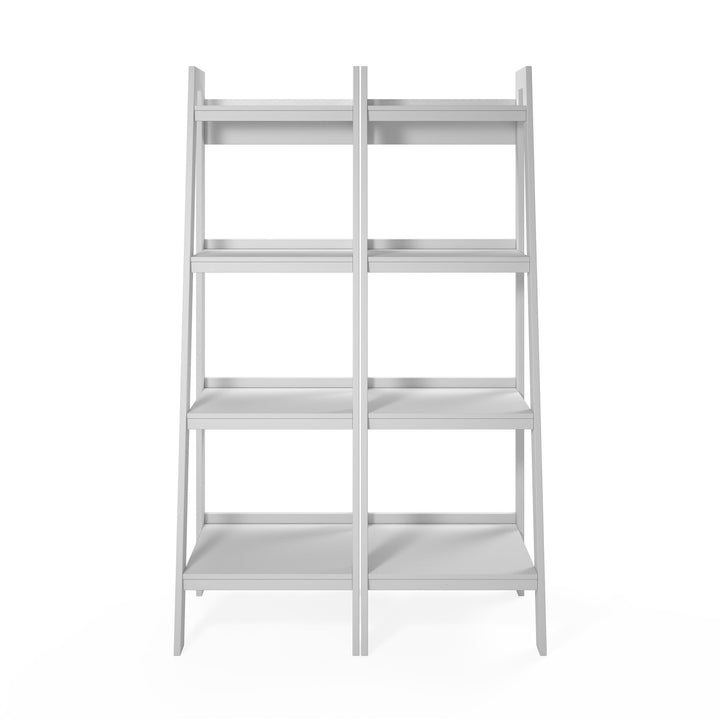 Essential 4 Shelf Ladder Bookcase Bundle -  White
