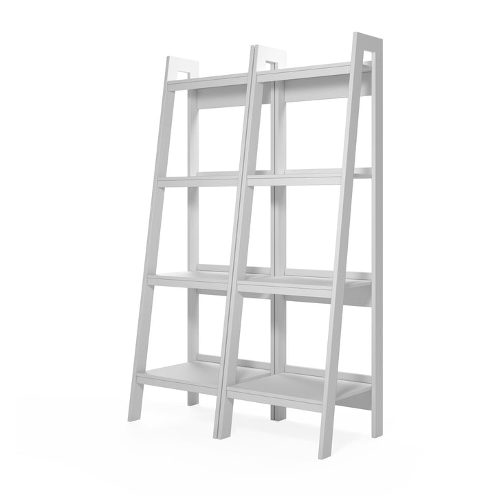 Lawrence 4 Shelf Ladder Bookcase Bundle, Set of 2   -  White