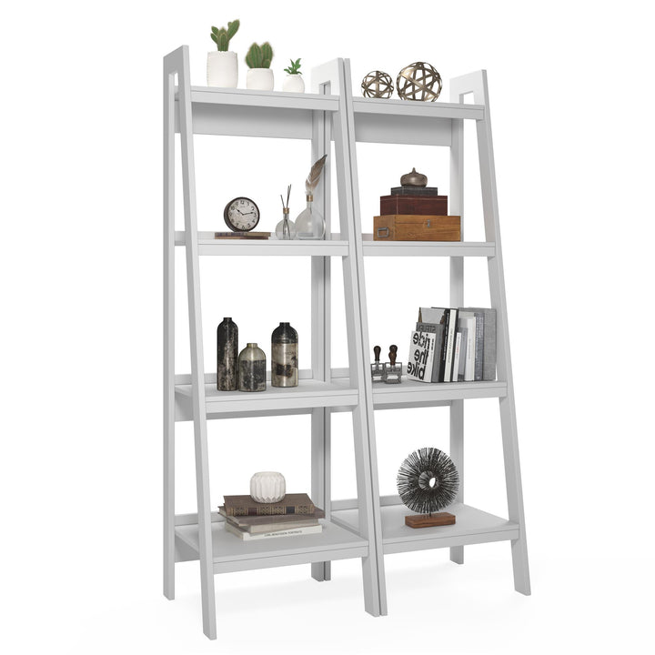 Spacious and Organized Living with Lawrence Ladder Bookcase Bundle -  White