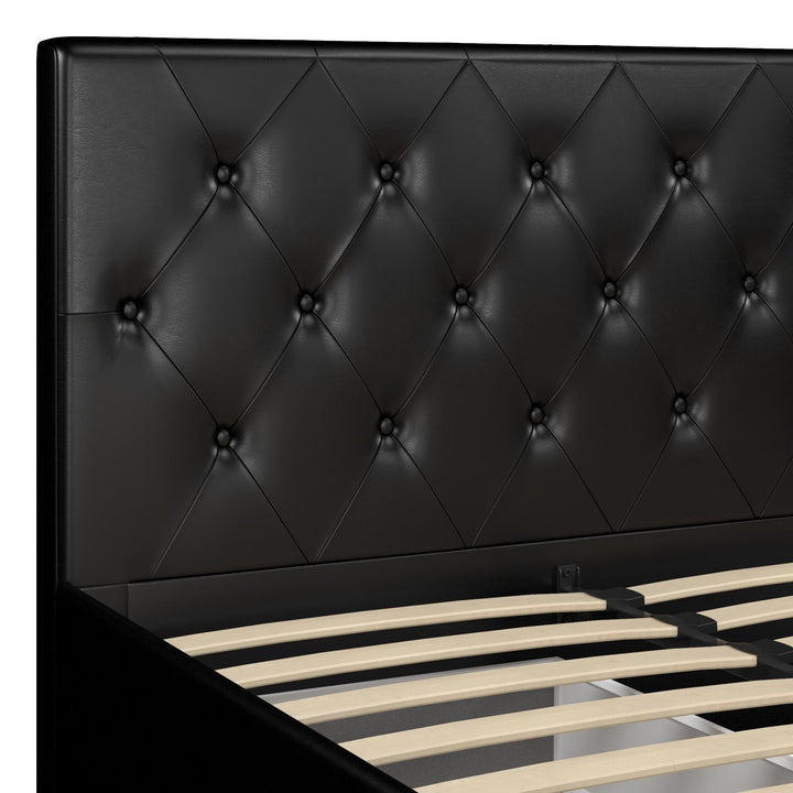 Dakota Upholstered Bed with Left Or Right Storage Drawers - Black Faux Leather - King