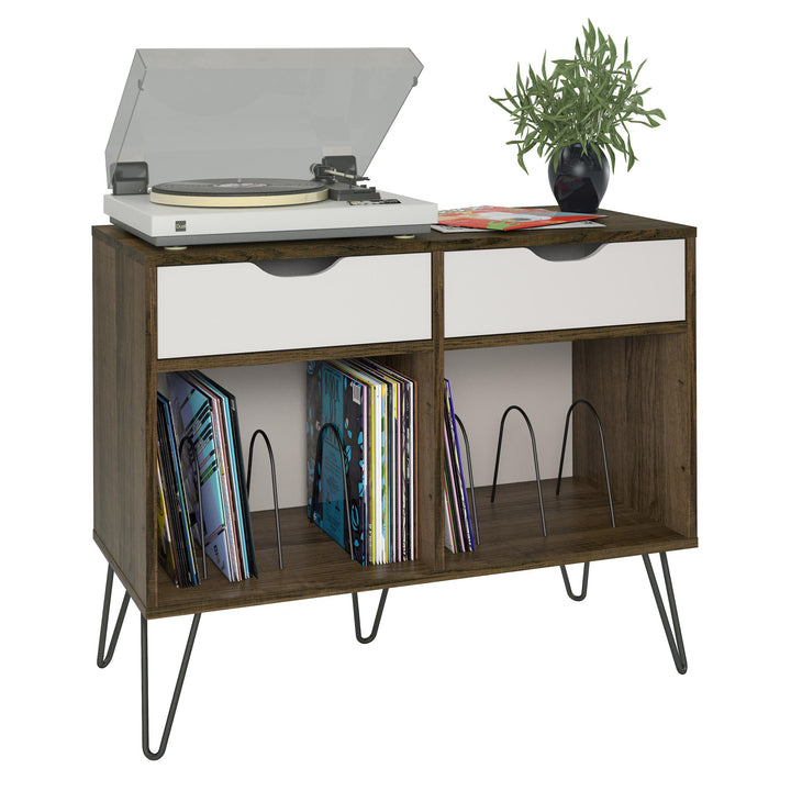 Concord Turntable Stand with Drawers - Brown Oak